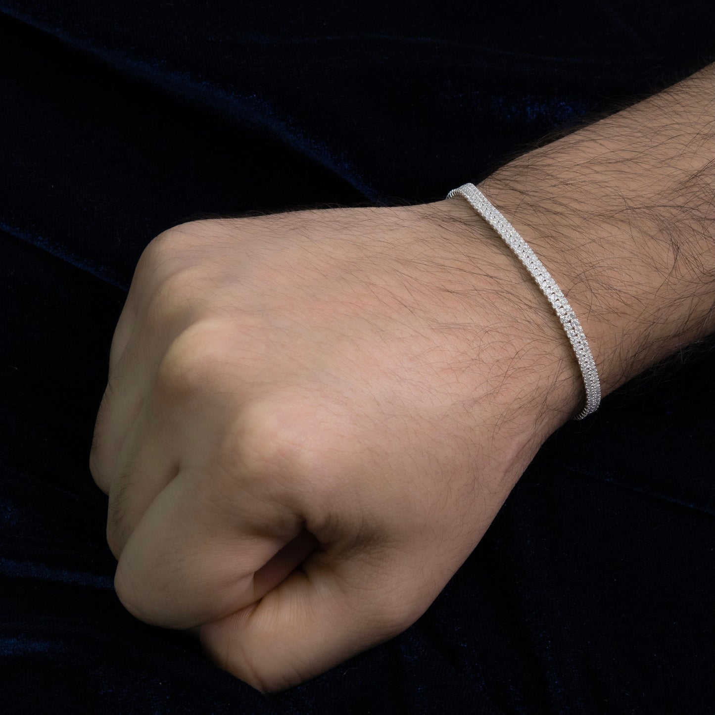 Pulsera de Plata Tennis Circon Doble Carril Unisex