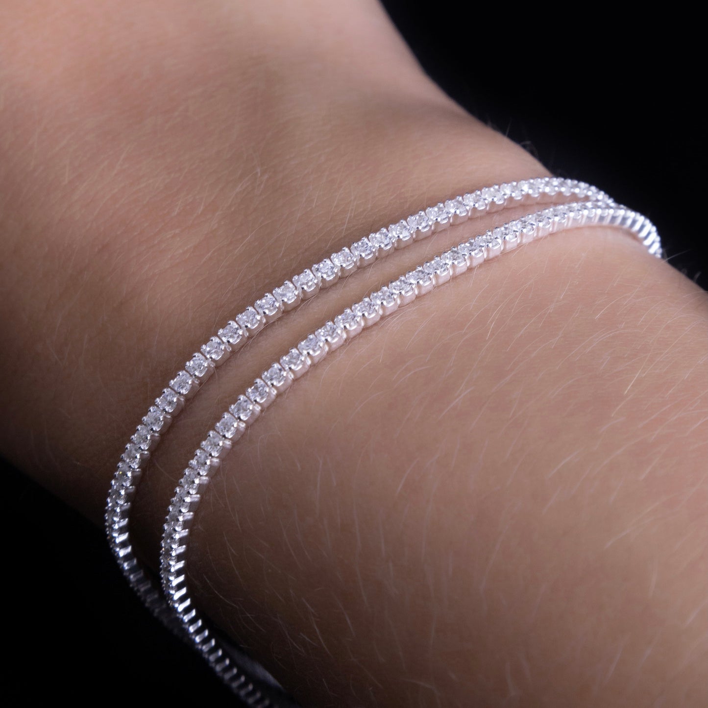 Pulsera de Plata Tennis Circon Doble Carril Unisex
