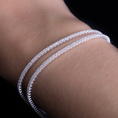 Pulsera de Plata Tennis Circon Doble Carril Unisex