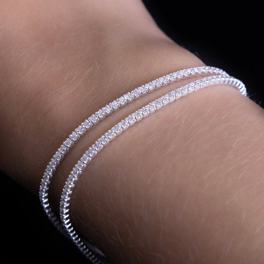 Pulsera de Plata Tennis Circon Doble Carril Unisex