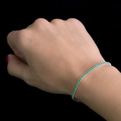 Pulsera de Plata Tennis Circon Verde Unisex
