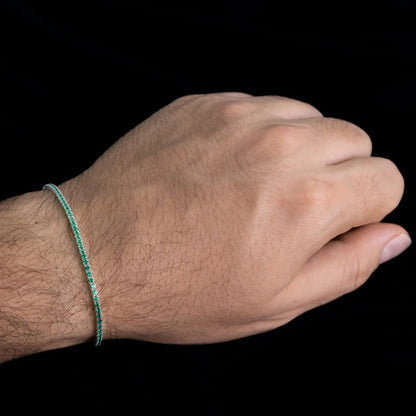 Pulsera de Plata Tennis Circon Verde Unisex