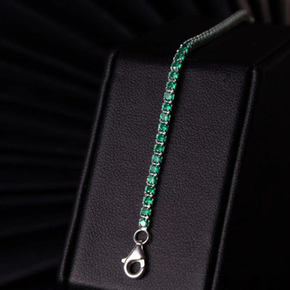 Pulsera de Plata Tennis Circon Verde Unisex